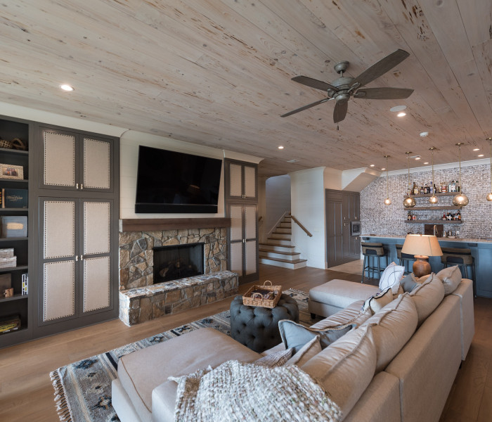 Dickman Living Lake Level Pecky Cypress Ceiling